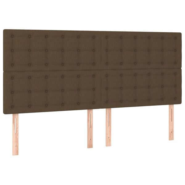 vidaXL T&ecirc;te de lit marron fonc&eacute; 180 x 5 x 118/128 cm Tissu