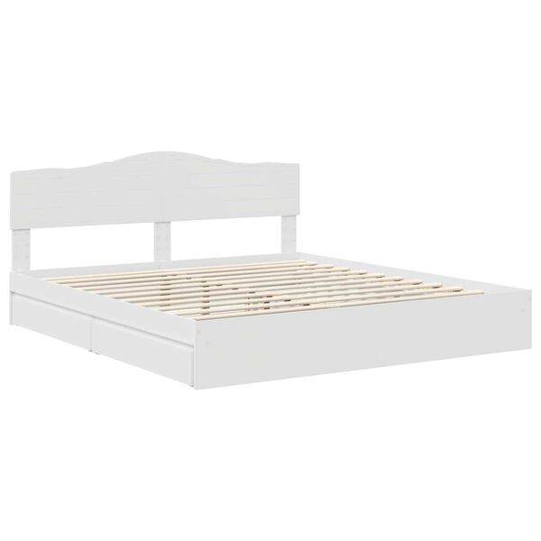 vidaXL Lit de Rangement Blanc 200 x 200 cm Bois d'ing&eacute;nierie