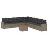 vidaXL Salon de jardin avec coussins 10 pcs gris r&eacute;sine tress&eacute;e