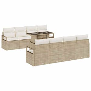 vidaXL Ensemble de canap&eacute; de jardin 9 pcs Beige Poly rotin
