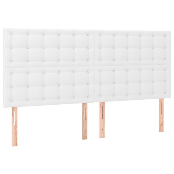 vidaXL T&ecirc;te de lit &agrave; LED Blanc 200x5x118/128 cm Similicuir