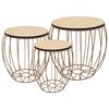 vidaXL Ensemble de table basse Contreplaqu&eacute; de peuplier Fer 3 pcs