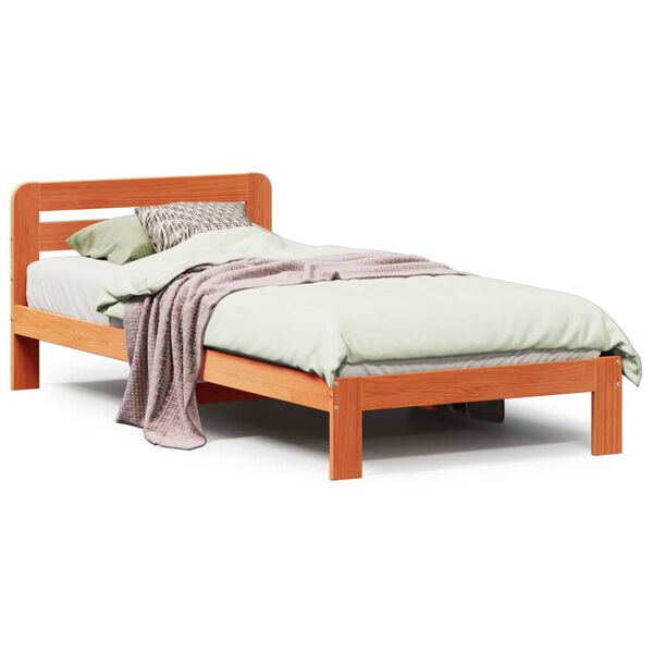 vidaXL Cadre de lit sans matelas cire marron 90x190 cm bois pin massif