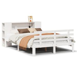 vidaXL Lit biblioth&egrave;que sans matelas blanc 140x190 cm bois pin massif