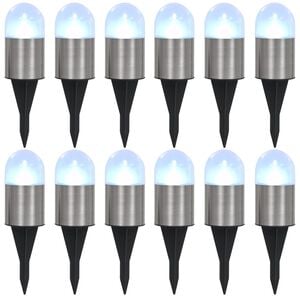 vidaXL Lampe solaire au sol 12 pcs Lumi&egrave;res LED blanches