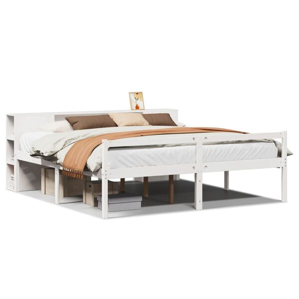 vidaXL Lit biblioth&egrave;que sans matelas blanc 180x200 cm bois pin massif