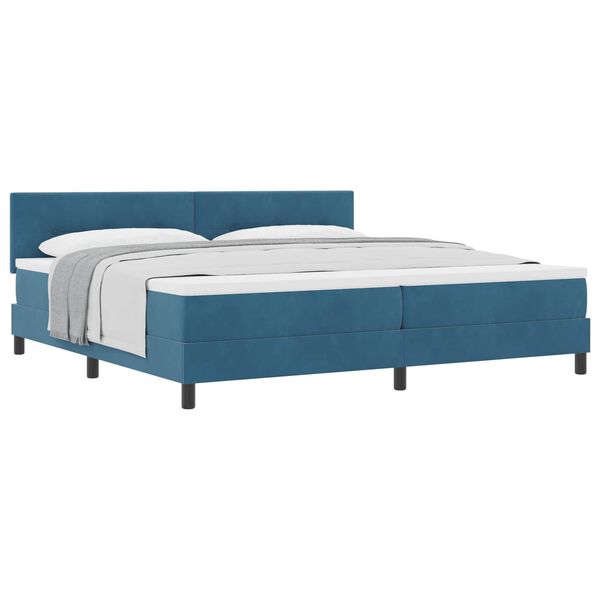 vidaXL Lit &agrave; ressorts avec matelas Bleu fonc&eacute; 200 x 200 cm Velours