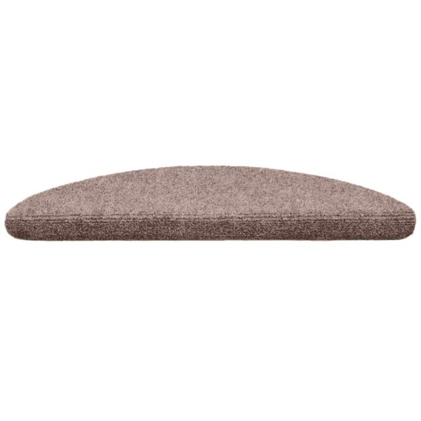 vidaXL Tapis d'escalier auto-adh&eacute;sifs 10 pi&egrave;ces 56 x 17 x 3 cm Marron clair Demi-rond
