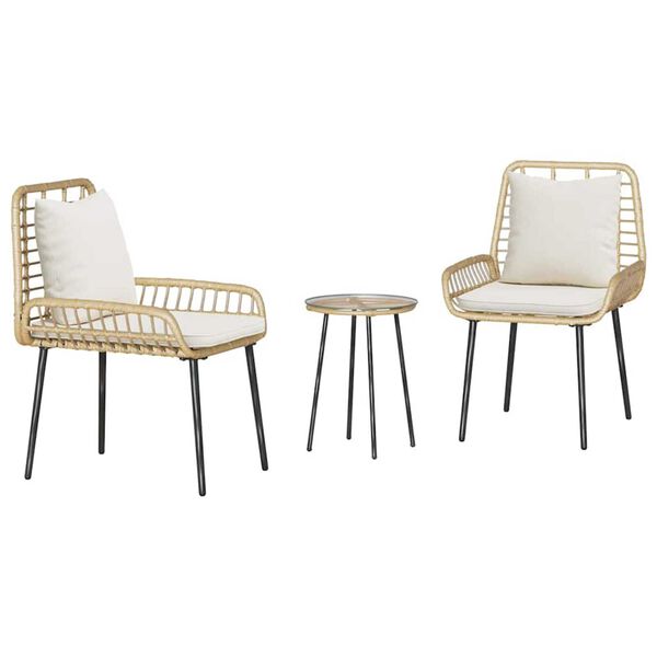 vidaXL Ensemble de salle à manger pour jardin 3 pcs Marron et Crème