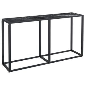 vidaXL Table console Marbre noir 140x35x75,5 cm Verre tremp&eacute;