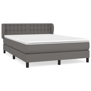 vidaXL Sommier &agrave; lattes de lit avec matelas Gris 140x200 cm Similicuir