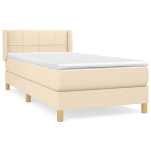 vidaXL Sommier &agrave; lattes de lit avec matelas Cr&egrave;me 80x200 cm Tissu