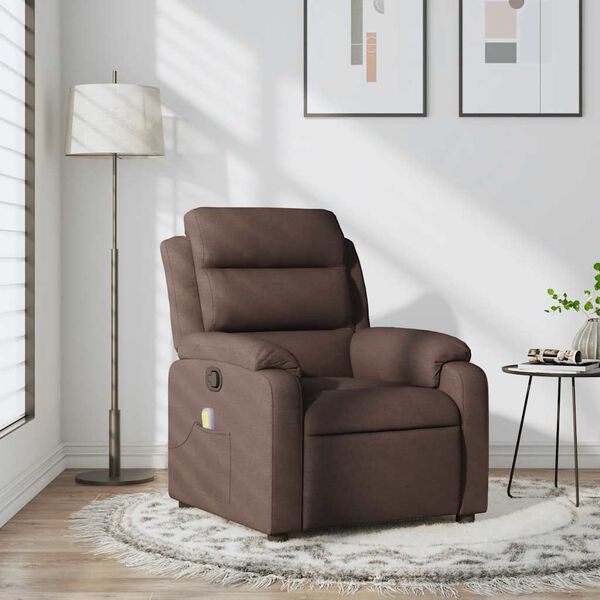 vidaXL Fauteuil de massage inclinable Marron fonc&eacute; Tissu