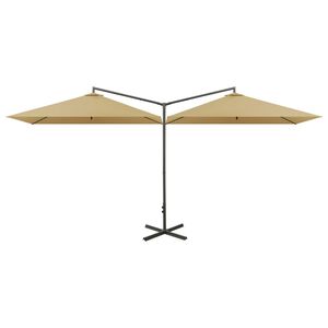 vidaXL Parasol de jardin double avec m&acirc;t en acier taupe 600x300 cm