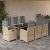 vidaXL Ensemble &agrave; manger de jardin et coussins 9 pcs m&eacute;lange beige