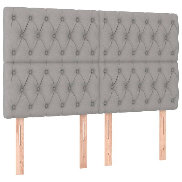 vidaXL T&ecirc;te de lit &agrave; LED Gris clair 160x7x118/128 cm Tissu