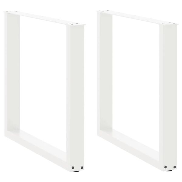 vidaXL Pieds de table &agrave; manger en U 2 pi&egrave;ces Blanc 80 x (72-73) cm Acier