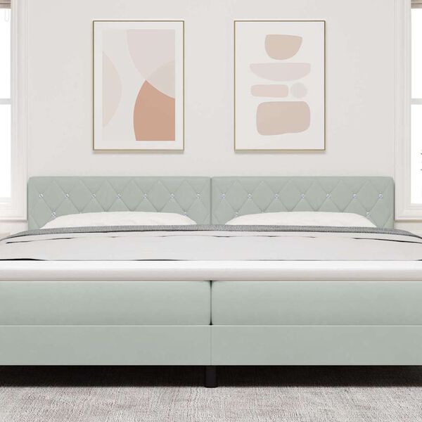 vidaXL T&ecirc;te de lit avec t&ecirc;te de lit Gris clair 200 cm Cuir synth&eacute;tique