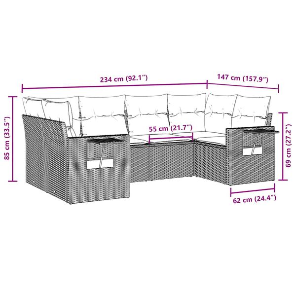 vidaXL Salon de jardin 6 pcs avec coussins noir r&eacute;sine tress&eacute;e