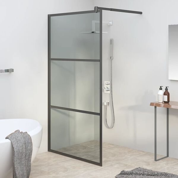 vidaXL Paroi de douche 115x195 cm Verre ESG fonc&eacute; Noir