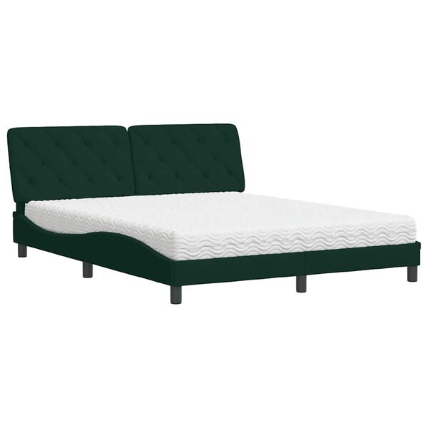 vidaXL Lit avec matelas vert fonc&eacute; 160x200 cm velours