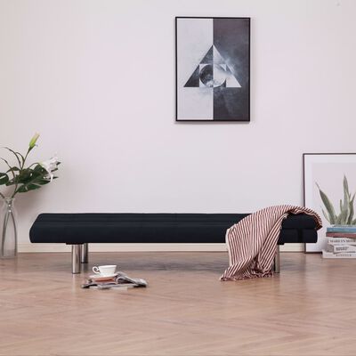 vidaXL Canapé-lit avec deux oreillers Noir Polyester