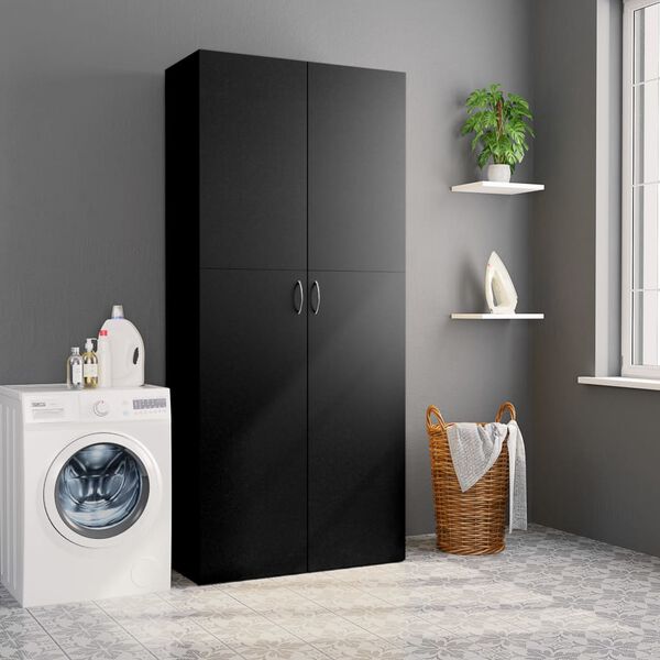 vidaXL Armoire de rangement noir 80x35,5x180 cm bois d'ingénierie