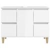 vidaXL Meuble d'&eacute;vier blanc brillant 80x33x60 cm bois d'ing&eacute;nierie