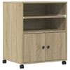 vidaXL Support d'imprimante avec roulettes ch&ecirc;ne sonoma 60x48x74 cm