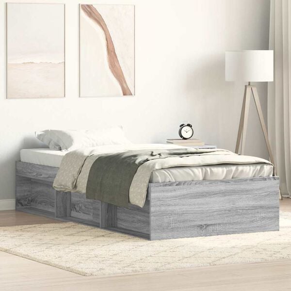 vidaXL Cadre de lit sans matelas sonoma gris 90x200 cm