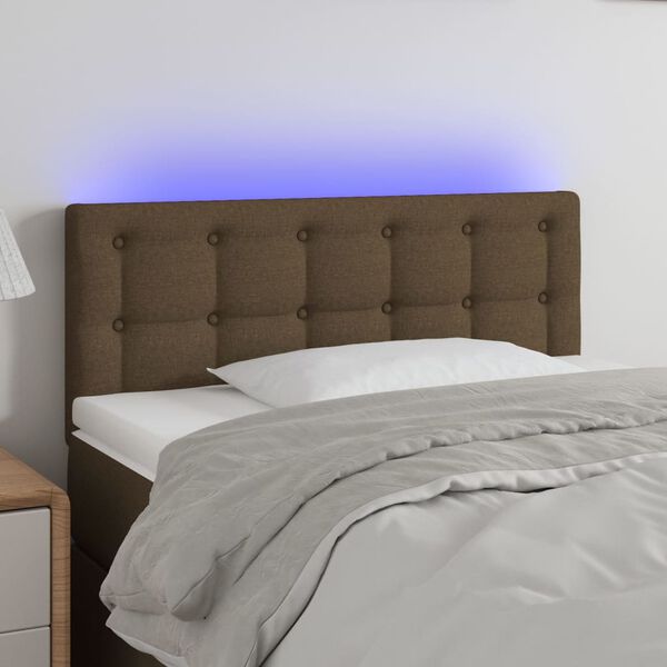 vidaXL T&ecirc;te de lit &agrave; LED Marron Fonc&eacute; 90x5x78/88 cm Tissu
