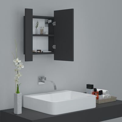 vidaXL Armoire de salle de bain à miroir à LED Gris 40x12x45 cm