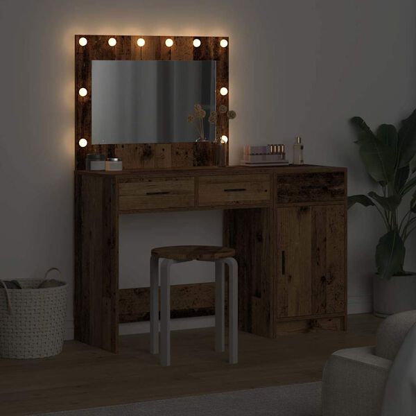 vidaXL Table de Toilette avec tiroir 2 pcs Marron Bois d'ing&eacute;nierie