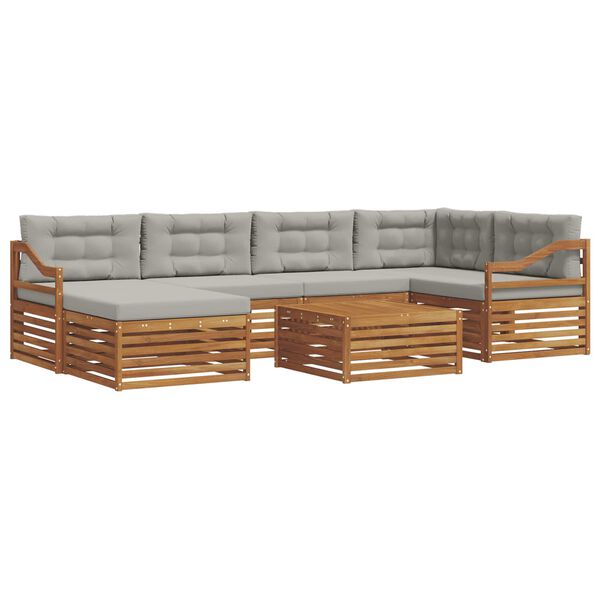 vidaXL Ensemble de canap&eacute;s d'ext&eacute;rieur 7 pcs Gris Naturel et Clair