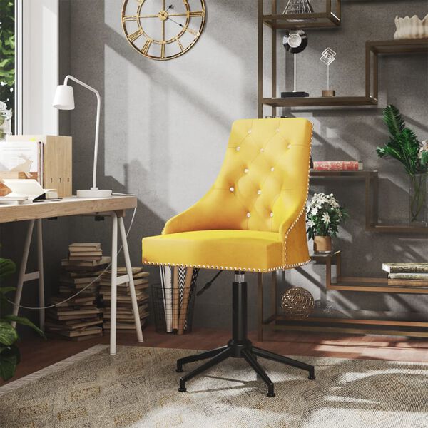 vidaXL Chaise pivotante de bureau Jaune Velours