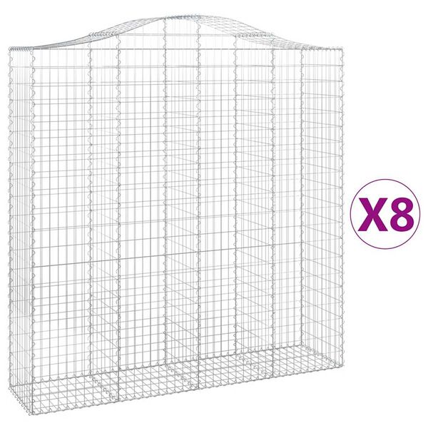 vidaXL Paniers &agrave; gabions arqu&eacute;s 8 pcs 200x50x200/220 cm Fer galvanis&eacute;
