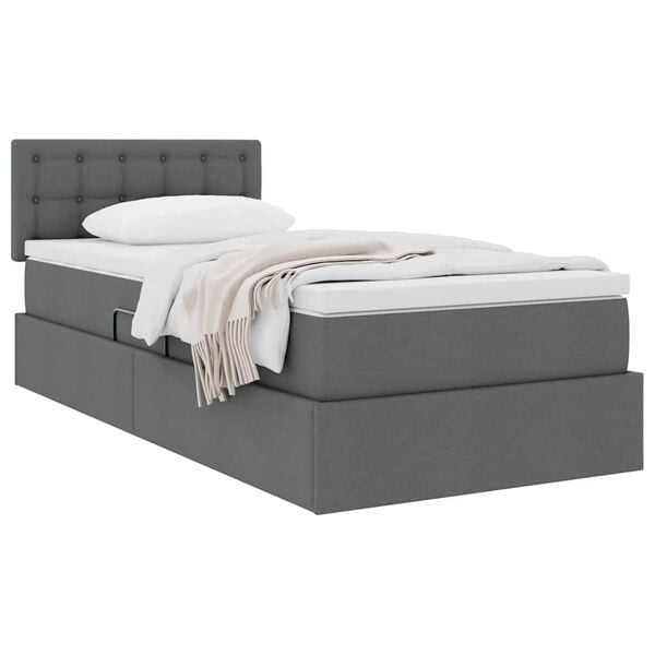 vidaXL Lit avec rangement et matelas Gris fonc&eacute; 90 x 200 cm