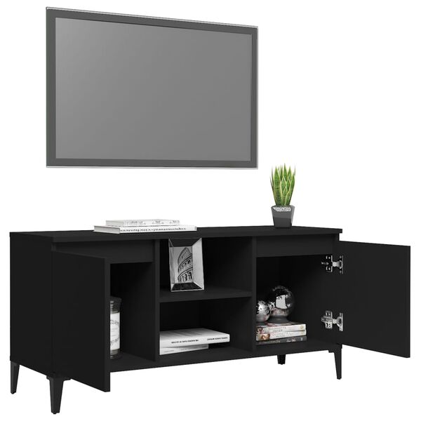 vidaXL Meuble TV avec pieds en m&eacute;tal Noir 103,5x35x50 cm