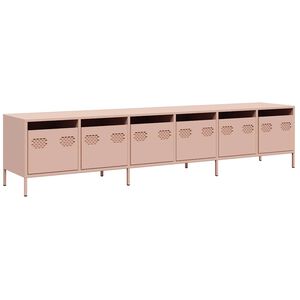 vidaXL Meuble TV rose 202x39x43,5 cm acier lamin&eacute; &agrave; froid