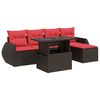 vidaXL Salon de jardin avec coussins 6pcs marron résine tressée acacia