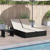 vidaXL Chaise longue double avec coussins noir résine tressée