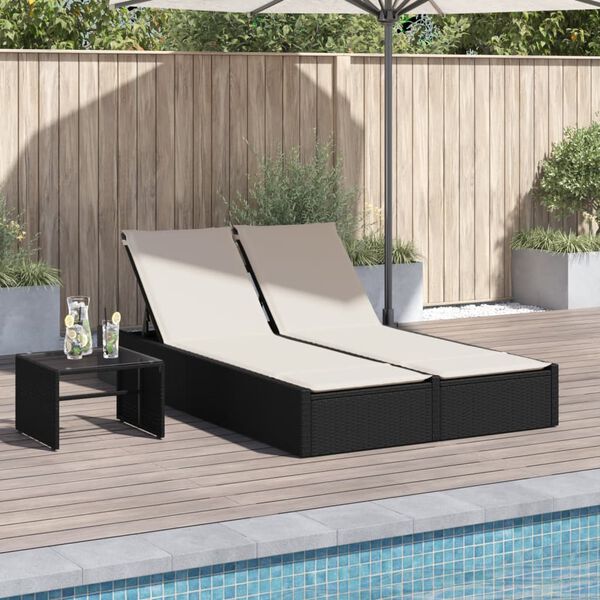 vidaXL Chaise longue double avec coussins noir résine tressée