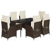 vidaXL Ensemble &agrave; manger de jardin et coussins 7 pcs marron rotin