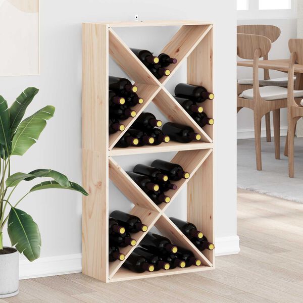 vidaXL &Eacute;tag&egrave;re &agrave; vin 2 pcs Naturel 62 x 25 x 62 cm Pin massif