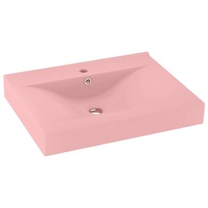 vidaXL Lavabo avec trou de robinet Rose mat 60x46 cm C&eacute;ramique