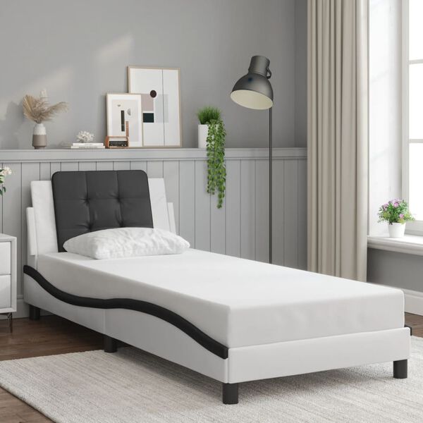 vidaXL Cadre de lit avec LED sans matelas Zadar blanc et noir 90x200 cm