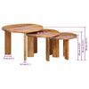 vidaXL Tables basses gigognes 3 pcs Marron Bois de mangue massif