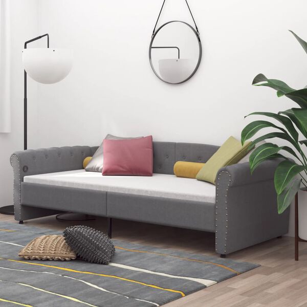 vidaXL Lit avec matelas et USB Gris clair Tissu 90x200 cm