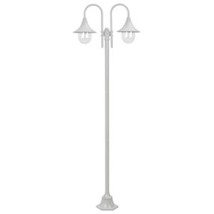 vidaXL Lampadaire de jardin E27 220 cm Aluminium 2 lanternes Blanc