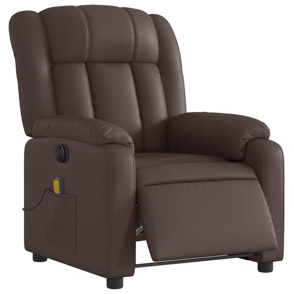 vidaXL Fauteuil de massage inclinable électrique marron similicuir